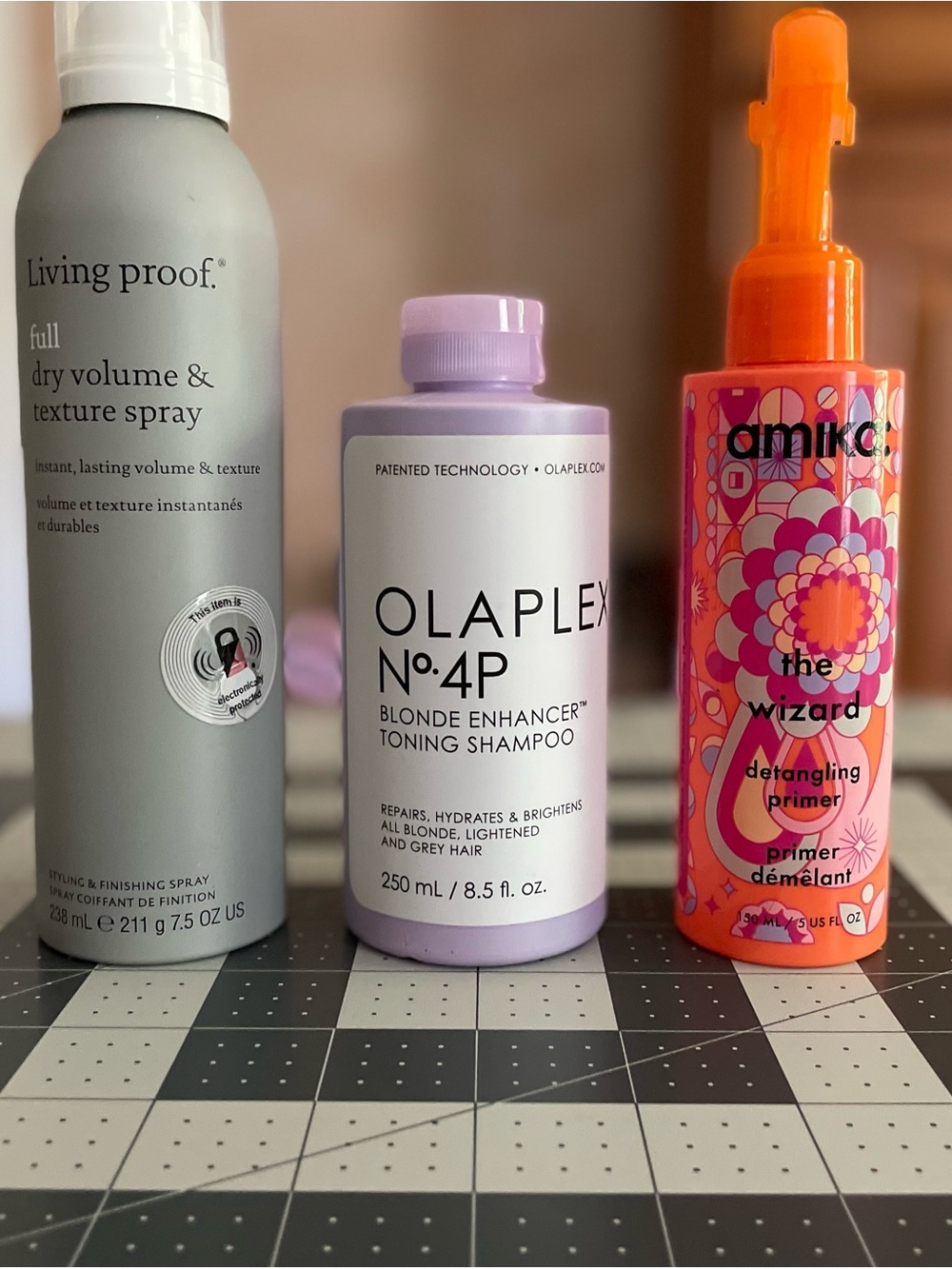 Luxury Hair Bundle Olaplex No.4P Amika The Wizard Living Proof Texture Spray